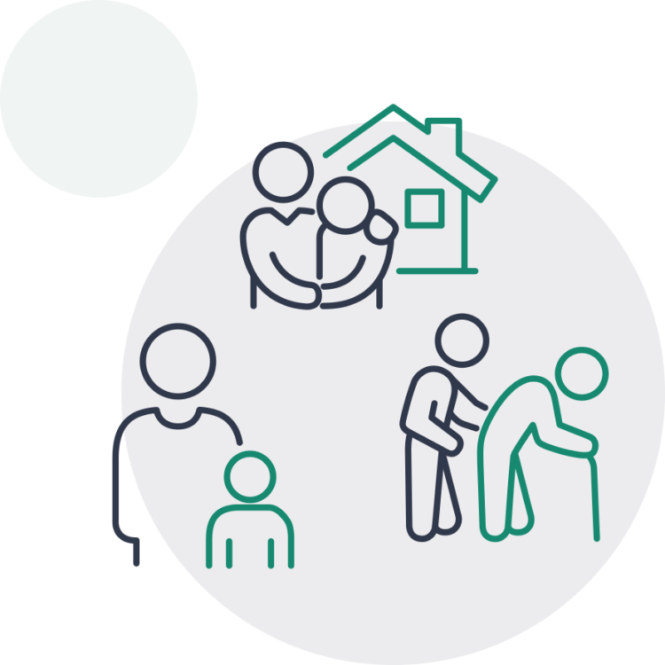 icons suggesting people receiving care