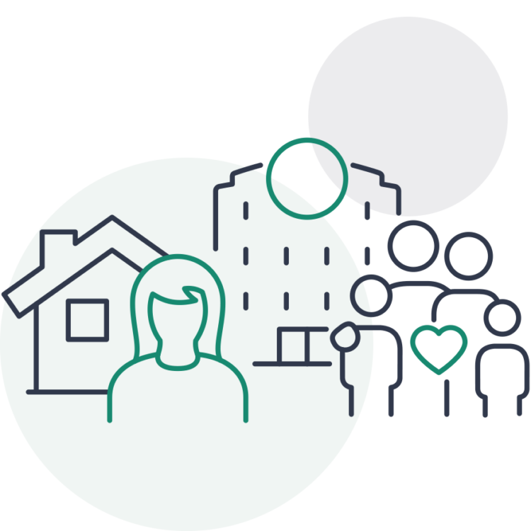 icon containing buildings and people